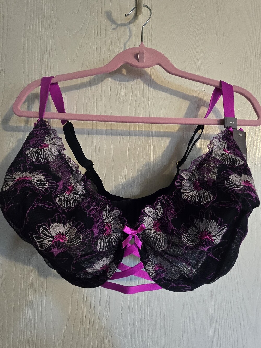Cacique Lane Bryant Embroidered Unlined Balconette Bra